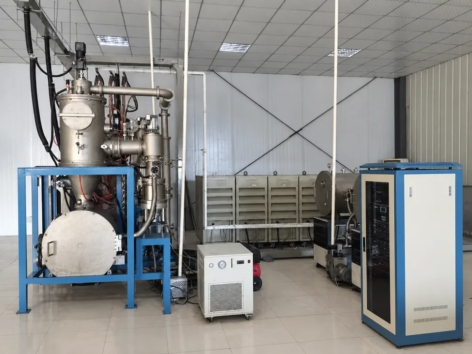 Retouched wide photograph of the metal nanopowder process equipment
